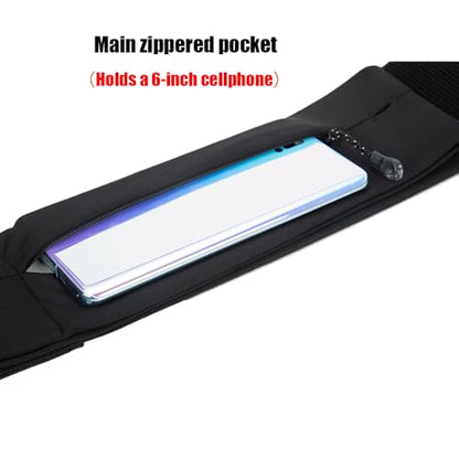 AnsrJ Adjustable Running Belt for Women & Men.Slim Thin Elastic Waistband. - color: BLack