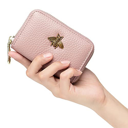 imeetu RFID Credit Card Holder, Small Card Wallet Women, Leather Card Case - color: Lite - Pink, size: Lite