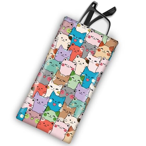 Soft Glasses Case for Sunglasses Eyeglass Slim Pouch - color: Cats