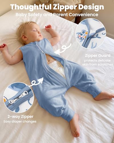Toddler Sleep Sack with Feet 2-3T 0.5 Tog Sleep Sack with Legs - color: Blue Whale, size: 2-3T