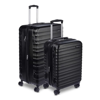 Amazon Basics 2-Piece Hardside Luggage Set (21" Carry-on, 30"), Expandable Suitcases with Spinner Wheels, Scratch-Resistant Surface, Black - color: Black, size: 2-Piece Set