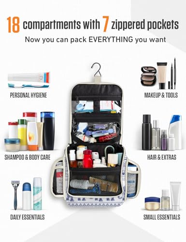 VENTURE 4TH Hanging Travel Toiletry Bag, 17 Compartments - Blue Elephant - color: Blue Elephant