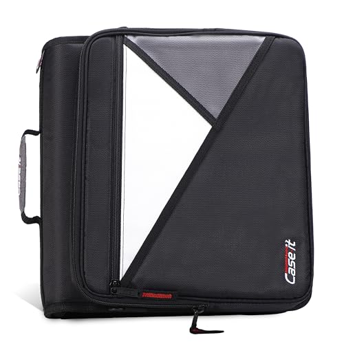 Case-it School Zipper Binder | 1.5" D-Ring | 325-Sheet | LT-207 Jet Black - color: Ff Black/White, size: 1 Pack