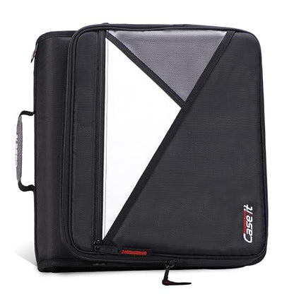 Case-it School Zipper Binder | 1.5" D-Ring | 325-Sheet | LT-207 Jet Black - color: Ff Black/White, size: 1 Pack
