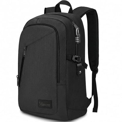 Mancro Business Travel Laptop Backpack, Anti Theft Slim Laptop Bag for Men - color: Black, size: 15.6 inch