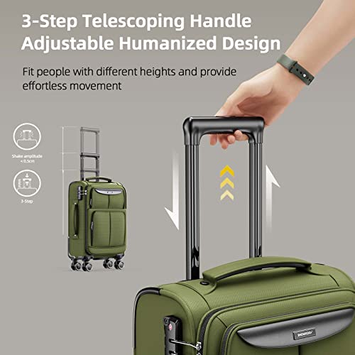 SHOWKOO Luggage Sets 3 Piece Softside Expandable Durable Suitcase Sets - color: Olive Green