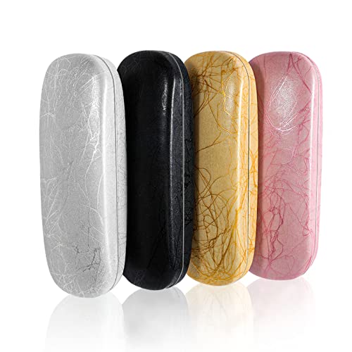 ZONLY Eyeglasses Case,(4 Piece) Unisex Hard Shell Eyeglasses Cases Protective Case For Glasse - color: Grain Pattern