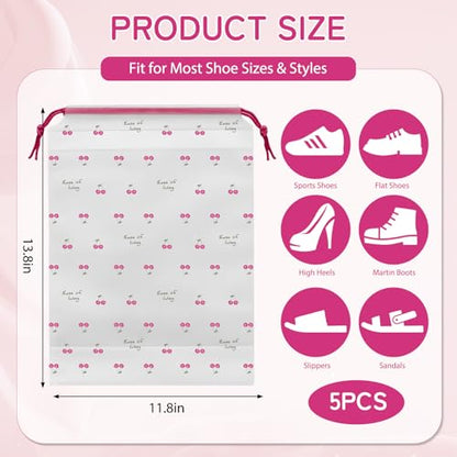 Shoe Bags for Travel, Waterproof Drawstring Shoe Bags for Packing - color: Cherry
