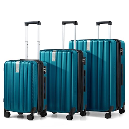 Hanke Expandable Hard Shell Luggage Sets, 3 Piece, 20/24/29 Inch - color: Caribbean Blue, size: 3 Pc Set EXT (20/24/29)