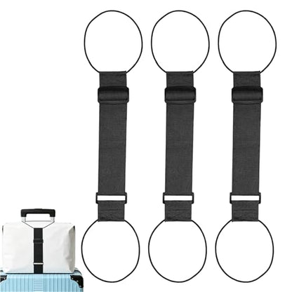 3-Pack Elastic Luggage Straps, Adjustable Luggage Straps for Multiple Suitcases, Strap to Hold Two Suitcases Together, Suitcase Connector Straps Set of Three, 41 by 5 cm