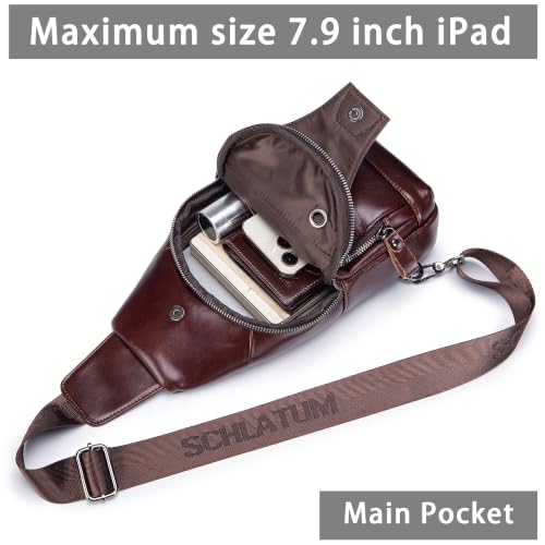 LUKZIJAES Genuine Leather Sling Bag for Men Crossbody Bags Shoulder Chest - color: #3-coffee