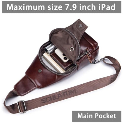 LUKZIJAES Genuine Leather Sling Bag for Men Crossbody Bags Shoulder Chest - color: #3-coffee