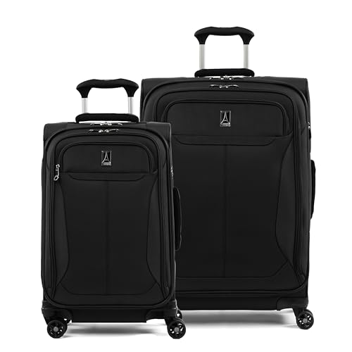 Travelpro Tourlite Softside 2-Piece Set, Expandable Luggage, 4 Spinner Wheels, Lightweight Suitcase, 21" Carry-On, 25" Checked Medium, Black - color: Black, size: 2-Piece Set (21/25)