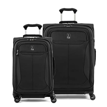 Travelpro Tourlite Softside 2-Piece Set, Expandable Luggage, 4 Spinner Wheels, Lightweight Suitcase, 21" Carry-On, 25" Checked Medium, Black - color: Black, size: 2-Piece Set (21/25)