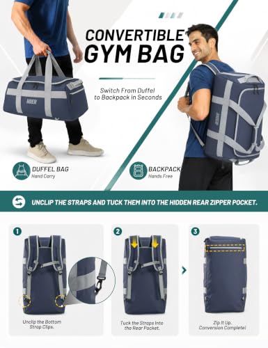 MIER Men's 60L Gym Duffle Bag Large Weekender Travel Duffel Backpack, Blue - color: Blue