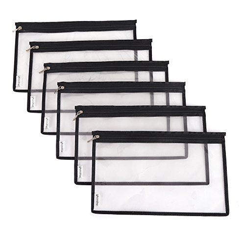 Multi-purpose Water Resisitant Clear PVC Security Bank Deposit Utility Zipper Coin Bag Check Wallet 6-pack - size: Medium