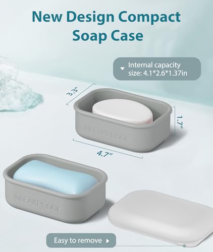 Quatish Compact Leakproof Travel Soap Case, Bar Soap Holder Travel, Grey - color: Grey, size: Regular