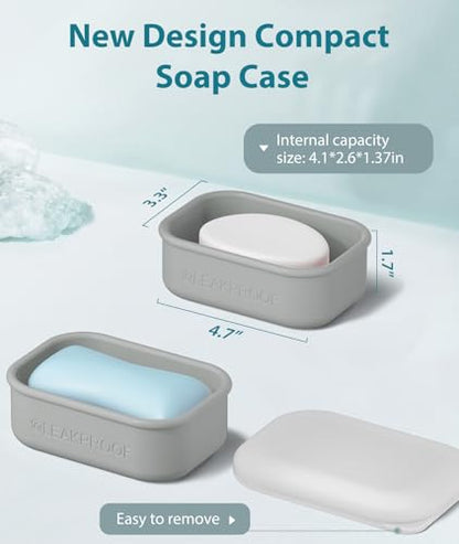 Quatish Compact Leakproof Travel Soap Case, Bar Soap Holder Travel, Grey - color: Grey, size: Regular