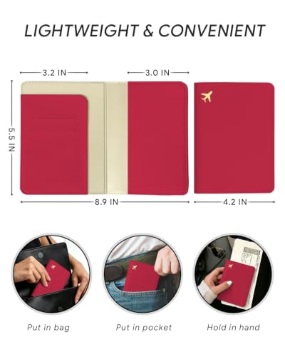 Passport Holder for Travel - RFID Blocking for Women & Men - color: Wine Red