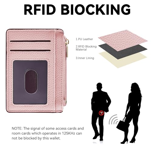 Tipmile Womens Credit Card Holder Wallet, Small Slim RFID Blocking Sleeve - color: Dusty Pink