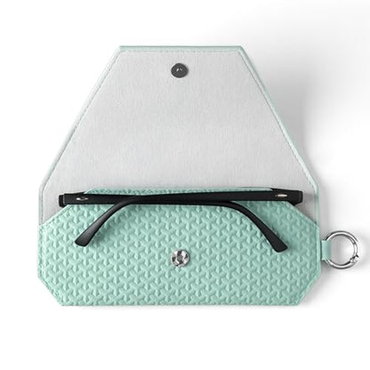VULKIT Portable Leather Eye Glasses Case for Women & Men, Slim Sunglass Case, Unisex Eyeglass Case - color: Mint Green