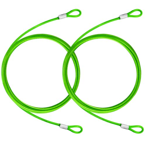 4.7mm(3/16") Steel Security Cable with Loops, Bike Lock Cable, 2Pack - color: Green, size: 4FT-(2Pack)