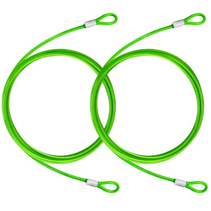 4.7mm(3/16") Steel Security Cable with Loops, Bike Lock Cable, 2Pack - color: Green, size: 6FT-(2Pack)