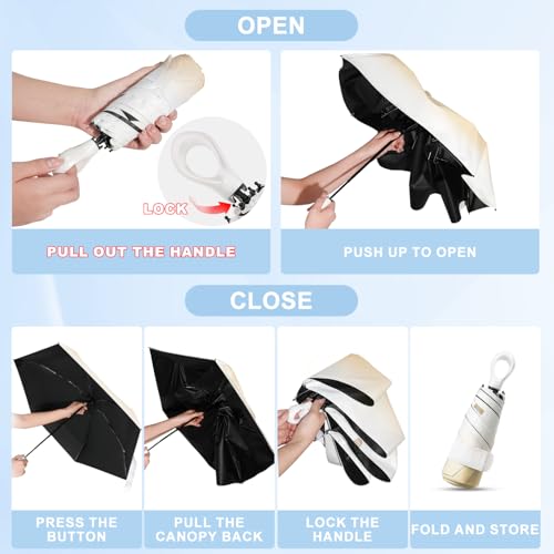 Gradient UV Umbrella UPF 50+, Mini Sun Parasol Foldable Compact Travel Size - color: 03.Coffee Brown