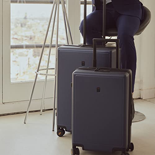 LEVEL8 Checked Luggage, 24 Inch Hardside Suitcase with Spinner Wheels - color: Navy Blue, size: 24 Inch
