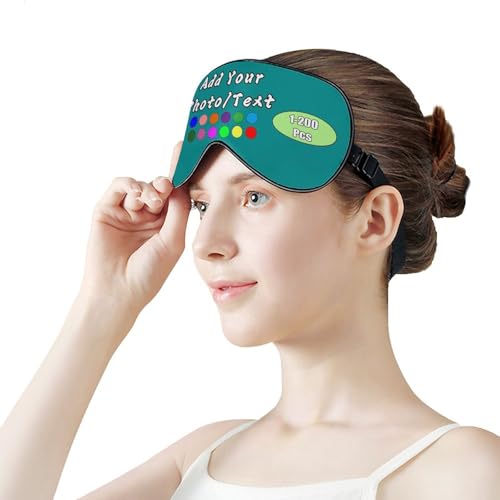 Personalized Eye Mask 1-200 Pcs Custom Eye Cover for Men&Women Customized Eyeshade with Adjustable Strap for Sleeping Travel Work Naps, Darkcyan - color: Darkcyan