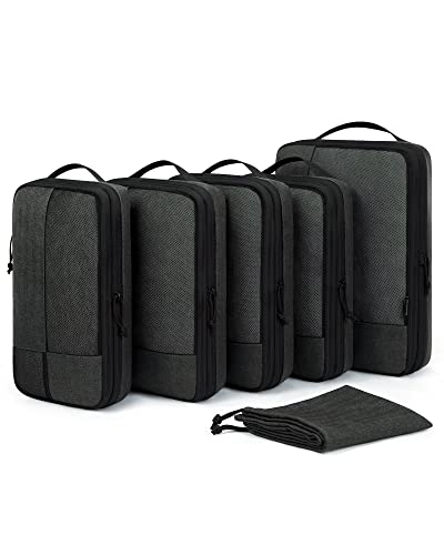 BAGSMART Compression Packing Cubes for Travel, 6 Set - color: 04-Black, size: 6 Set