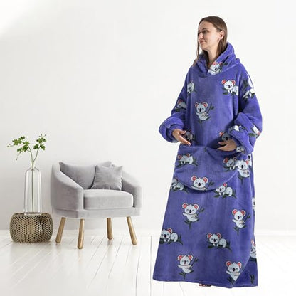 Capecage Long Wearable Blanket Hoodie with Big Pocket,Gift for Women or Men - color: Koala