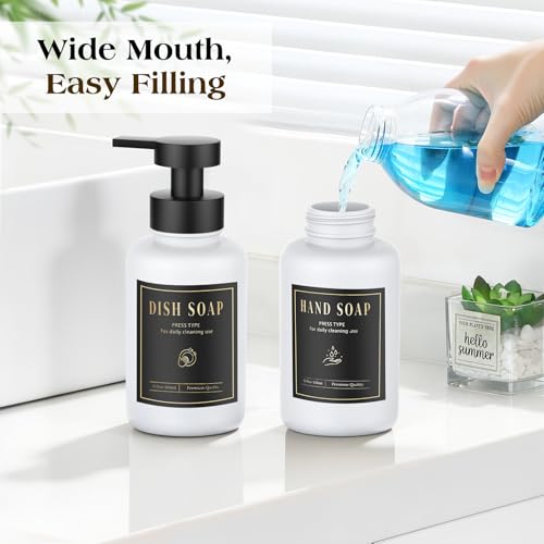 Luxspire Glass Foaming Soap Dispenser 15oz Hand Soap Bottle, White, 2 Pack - color: White