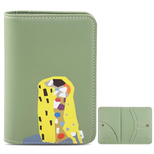 Lychii Passport Holder, RFID Blocking Travel Wallet, Slim Passport Cover - color: Green/Yellow
