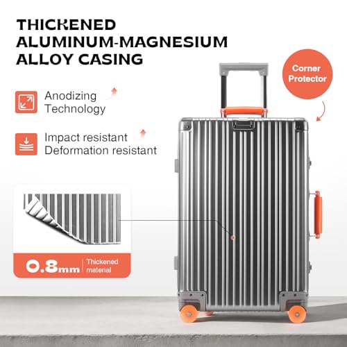 20 Inch All Aluminum Zipperless Carry On Luggage,Hard Shell Suitcase - color: Grey