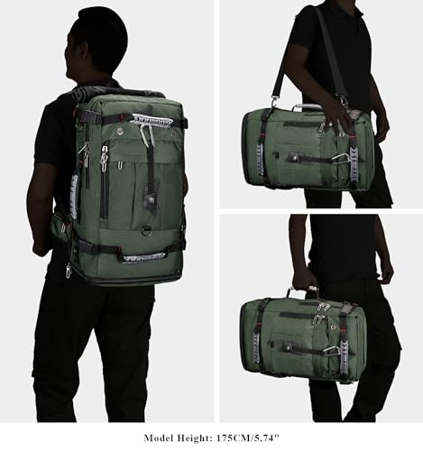 WITZMAN Travel Backpack for Men Duffle Luggage Bag with USB Charging Port - color: Army Green