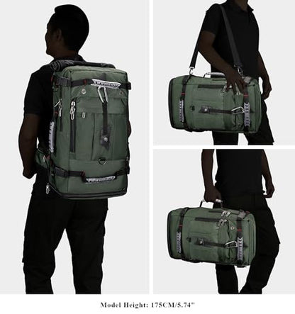 WITZMAN Travel Backpack for Men Duffle Luggage Bag with USB Charging Port - color: Army Green