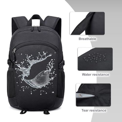 Lightweight Hiking Backpack 30L Packable Foldable Daypack Collapsible Travel Bag Water-Resistant for Women Men (Black) - color: Black, size: Large
