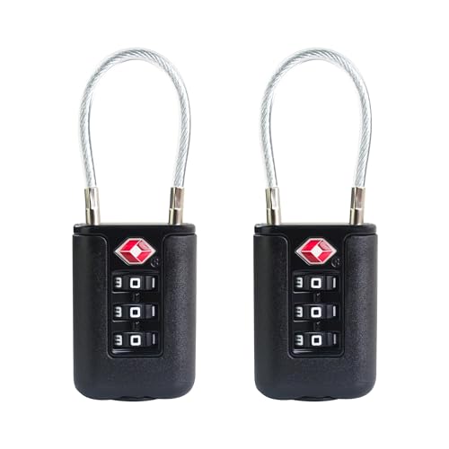 TSA Locks for Luggage, Small Padlock Combination, Luggage Locks TSA Approved, Combo Padlock with Code, for Suitcase, Gym Locker, Gun Case, Travel Backpack, Bag Zipper, Box (Black+Black) - color: Black+Black