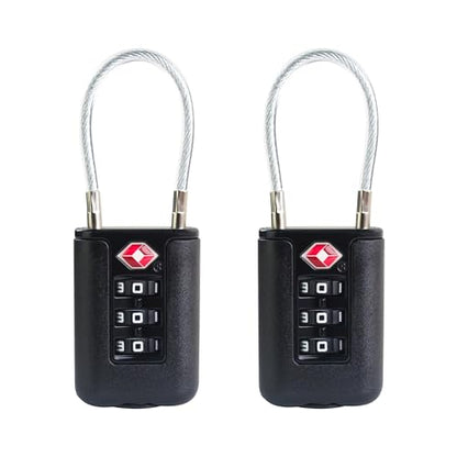 TSA Locks for Luggage, Small Padlock Combination, Luggage Locks TSA Approved, Combo Padlock with Code, for Suitcase, Gym Locker, Gun Case, Travel Backpack, Bag Zipper, Box (Black+Black) - color: Black+Black