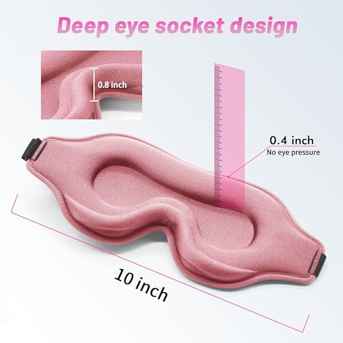 Sleep Mask for Men and Women, Lash Extensions 3D Eye Mask, Pink | Blackout Night Blindfold Eye Cover with Adjustable Strap for Side Sleepers, Breathable, Zero Pressure, Travel Essentials - color: Pink