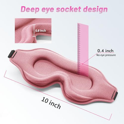 Sleep Mask for Men and Women, Lash Extensions 3D Eye Mask, Pink | Blackout Night Blindfold Eye Cover with Adjustable Strap for Side Sleepers, Breathable, Zero Pressure, Travel Essentials - color: Pink