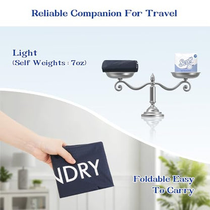 120L Waterproof Laundry Backpack for College & Apartment | Heavy-duty, hands-free carrying with ergonomic straps. 100% waterproof nylon prevents leaks. Holds 3-4 loads of clothes - color: Navy Blue