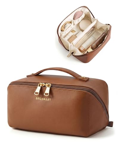 BAGSMART Makeup Bag Travel Cosmetic Bag,Women Toiletry Case, Coffee Brown - color: 09- Coffee Brown