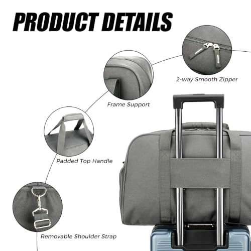 Searock 45L Gym Bag for Men & Women with Shoe Compartment - color: Dark Grey, size: 21 x 10 x 13″ (Medium)
