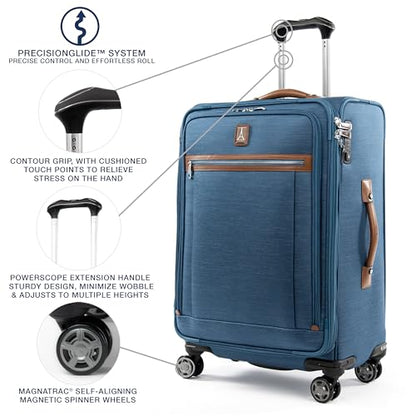 Travelpro Platinum Elite Softside Spinner Set, Coastal Blue 2-Piece (21/25) - color: Coastal Blue, size: 2-Piece Set (21/25)