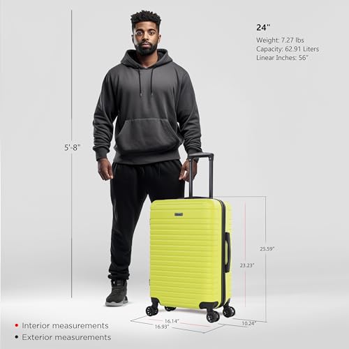 InUSA DEEP Luggage with GEL Handle | Spacious Traveling Suitcases, Travel Suitcase with Dual Spinner Wheels and Studs | 24 Inch Medium Hardside Luggage | Green - color: Green, size: 24 Inch