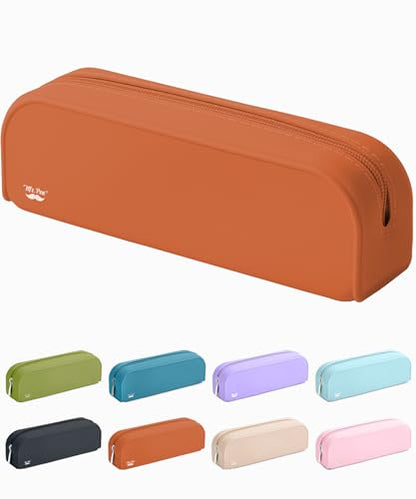 Mr. Pen- Silicone Pencil Case, Aesthetic Pencil Bag for Women, Makeup Pouch - color: Terracotta