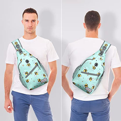 ZOMAKE Sling Bag,Small Crossbody Sling Backpack Shoulder Daypack for Travel - color: Bee Blue, size: 8L