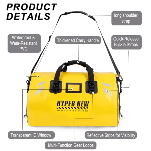60L Waterproof Bag,Waterproof Dry Bag for Men & Women,Yellow - color: yellow